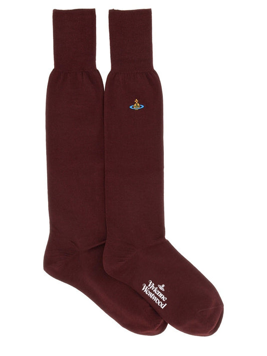 Vivienne Westwood HIGH SOCKS WITH ORB EMBROIDERY