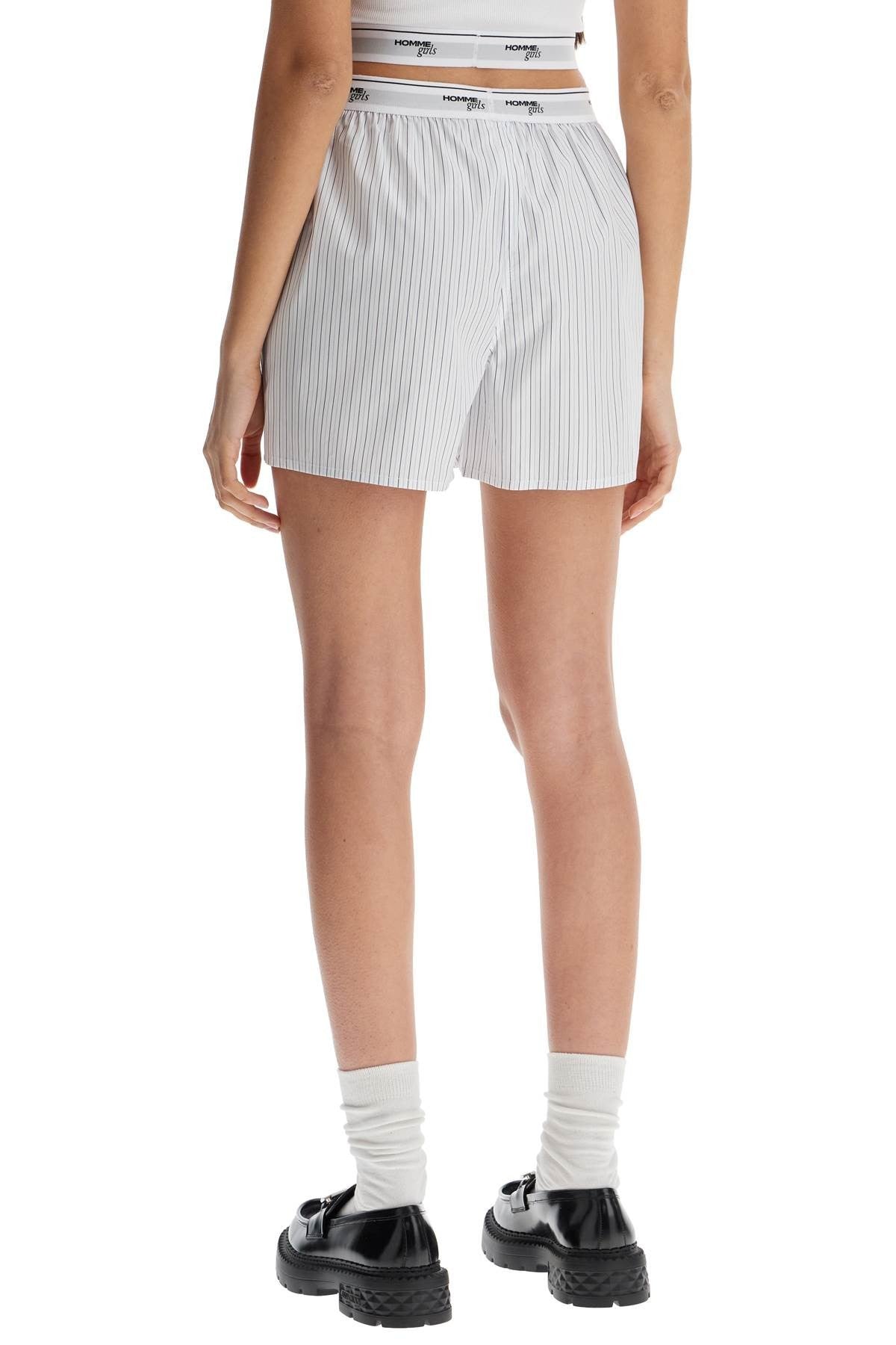 HOMME GIRLS high-waisted beige striped cotton boxer