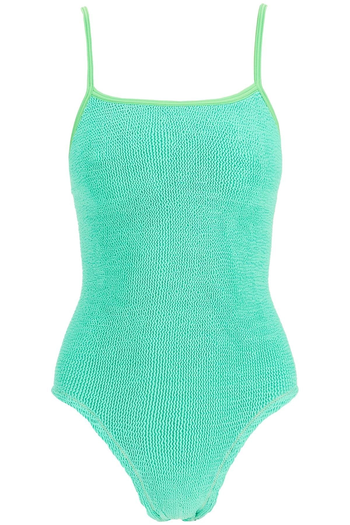 REINA OLGA high-waisted neon green one-piece swimsuit with adjustable straps