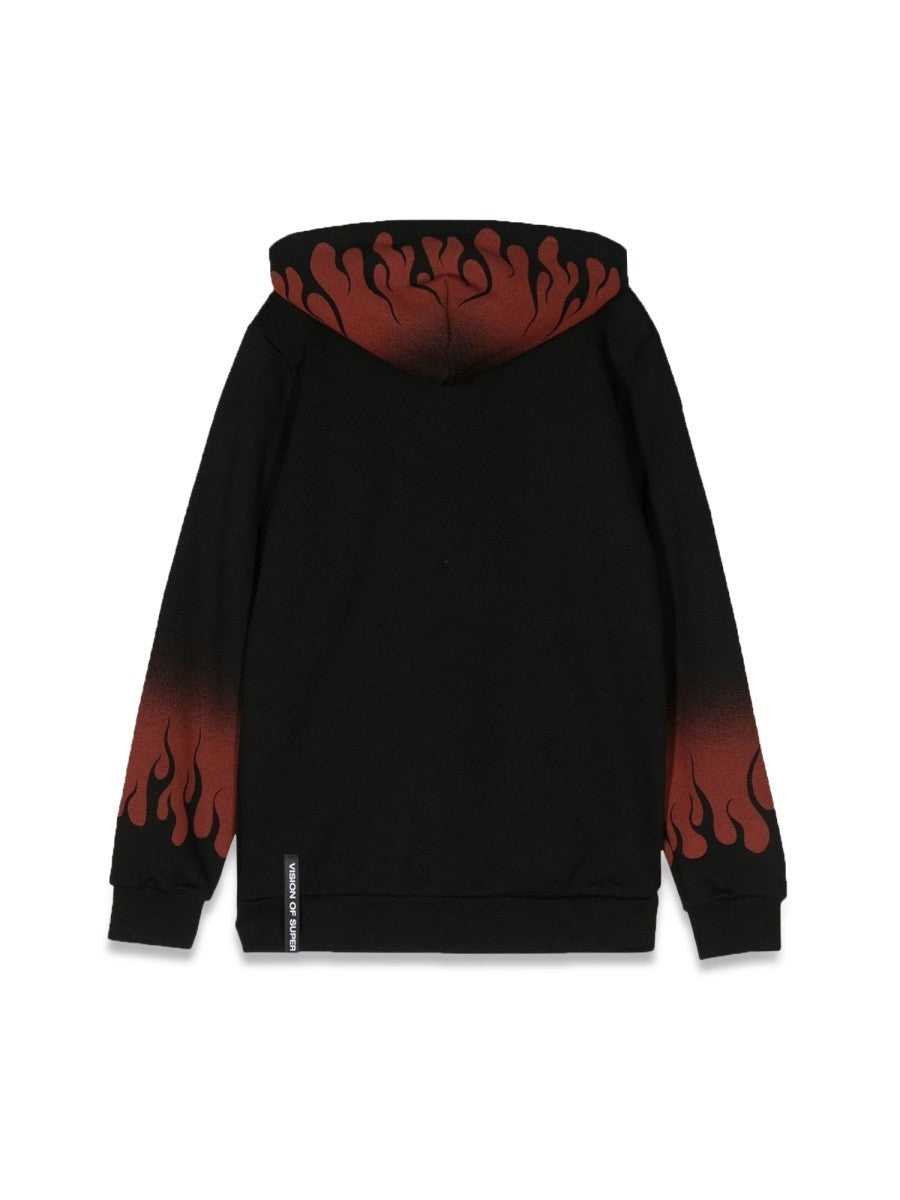 VISION OF SUPER HOODIE NEGATIVE RED FLAMES