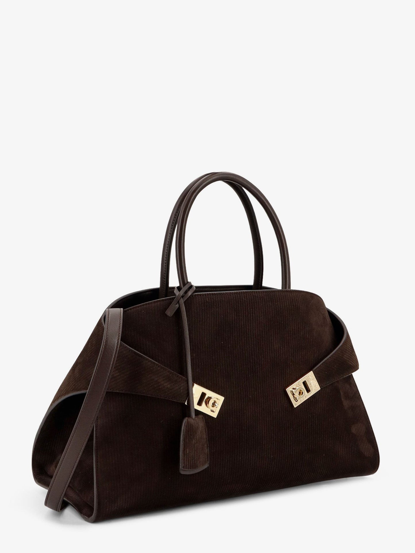 Ferragamo Hug Large ribbed suede shoulder bag