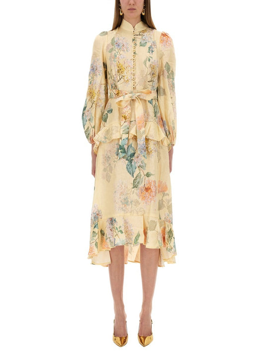 ZIMMERMANN "ILLUMINATE PEPLUM" MIDI DRESS