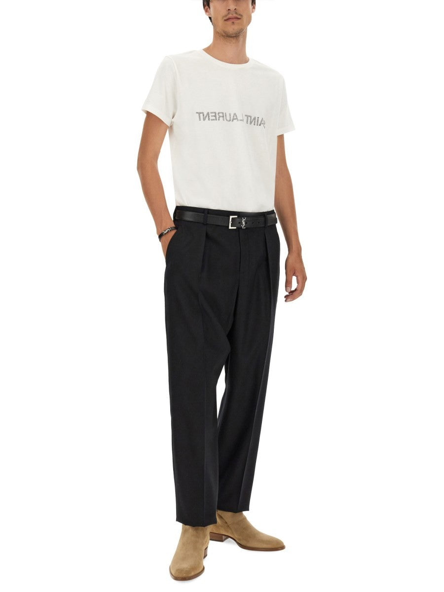 Saint Laurent T-SHIRT CON LOGO ROVESCIATO