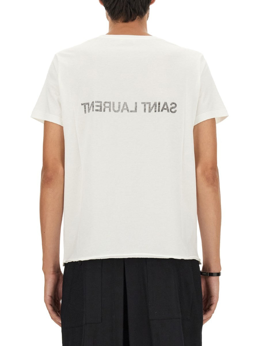 Saint Laurent T-SHIRT CON LOGO ROVESCIATO