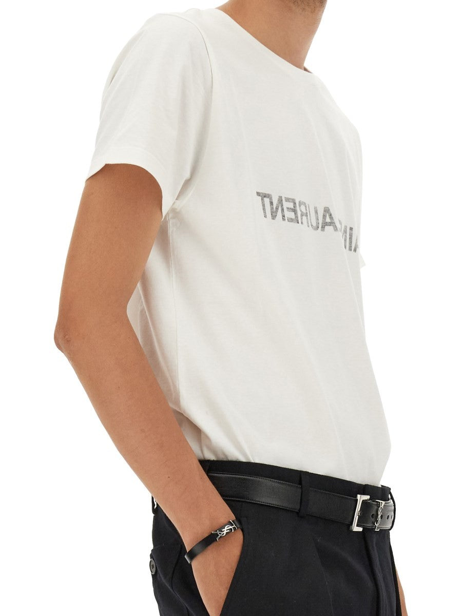 Saint Laurent T-SHIRT CON LOGO ROVESCIATO
