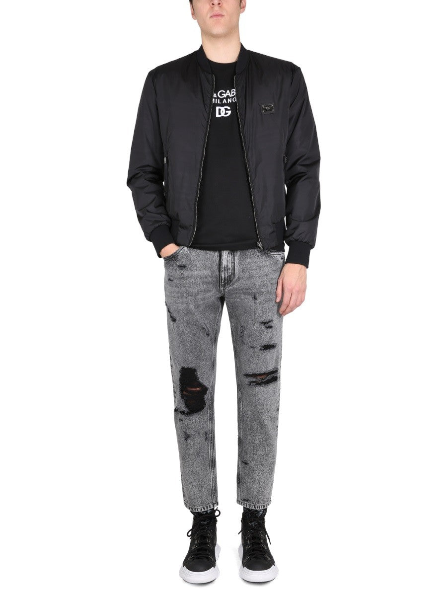 Dolce & Gabbana JACKET WITH LOGO PLAQUE