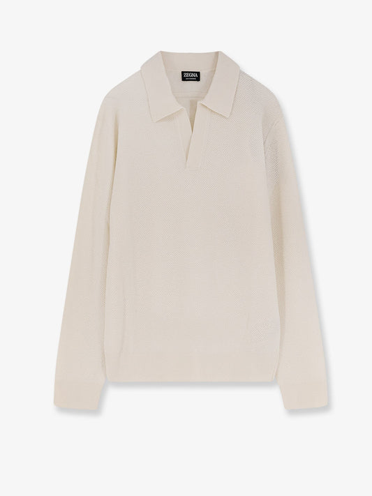 Zegna Jacquard cashmere polo sweater