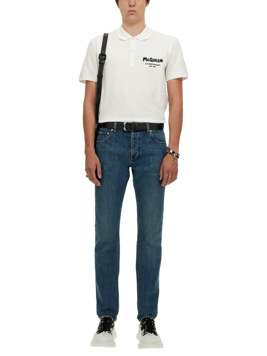 Alexander Mcqueen JEANS WITH EMBROIDERED LOGO