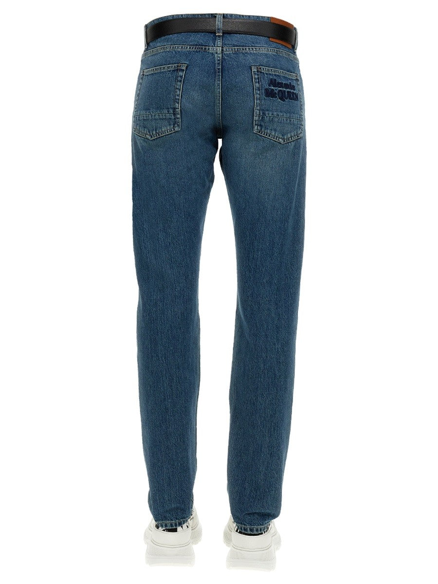 Alexander Mcqueen JEANS WITH EMBROIDERED LOGO