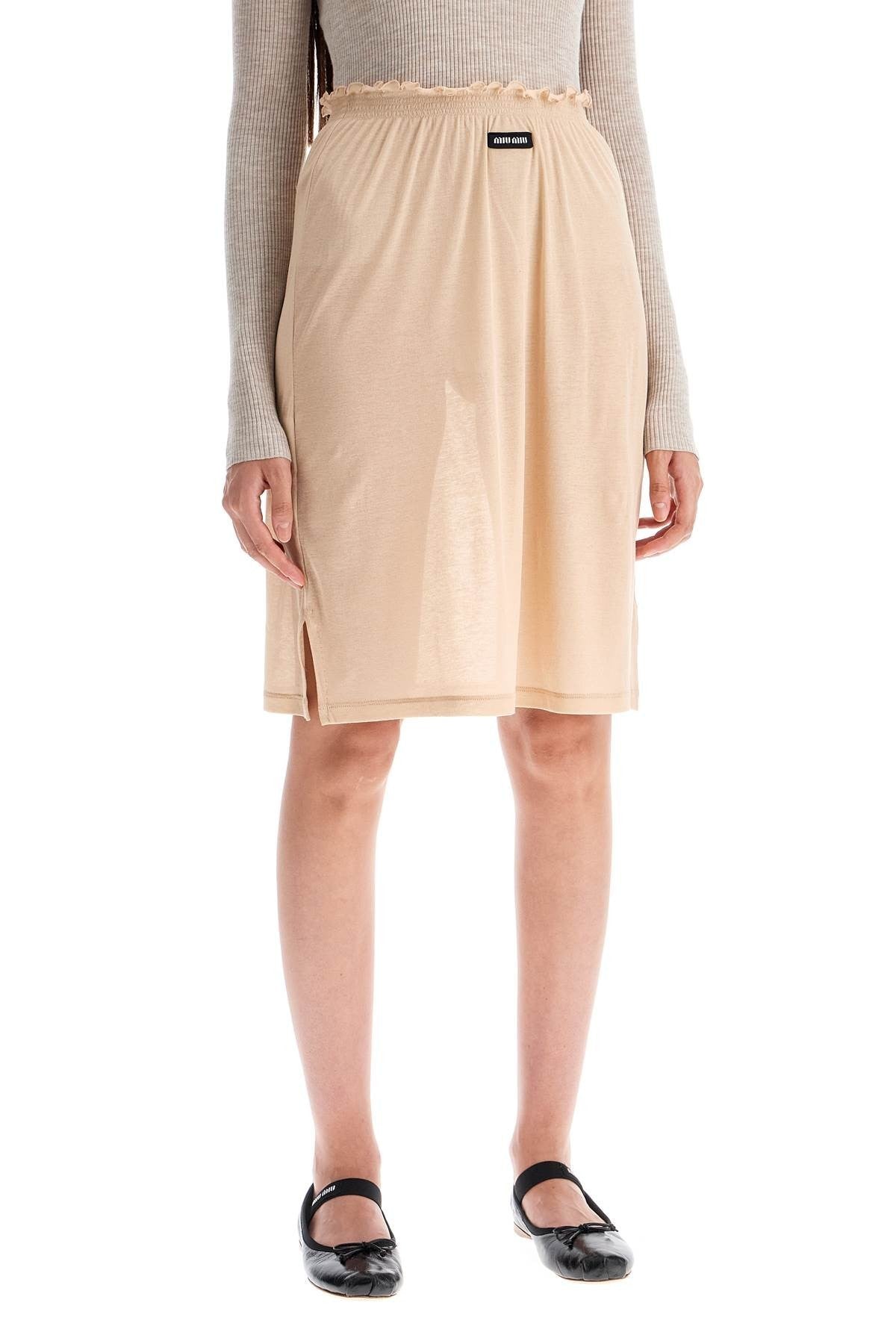 Miu Miu 'jersey semi-transparent midi skirt