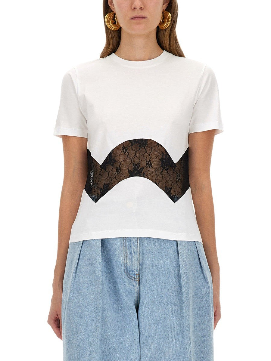 NINA RICCI JERSEY T-SHIRT WITH LACE INSERT