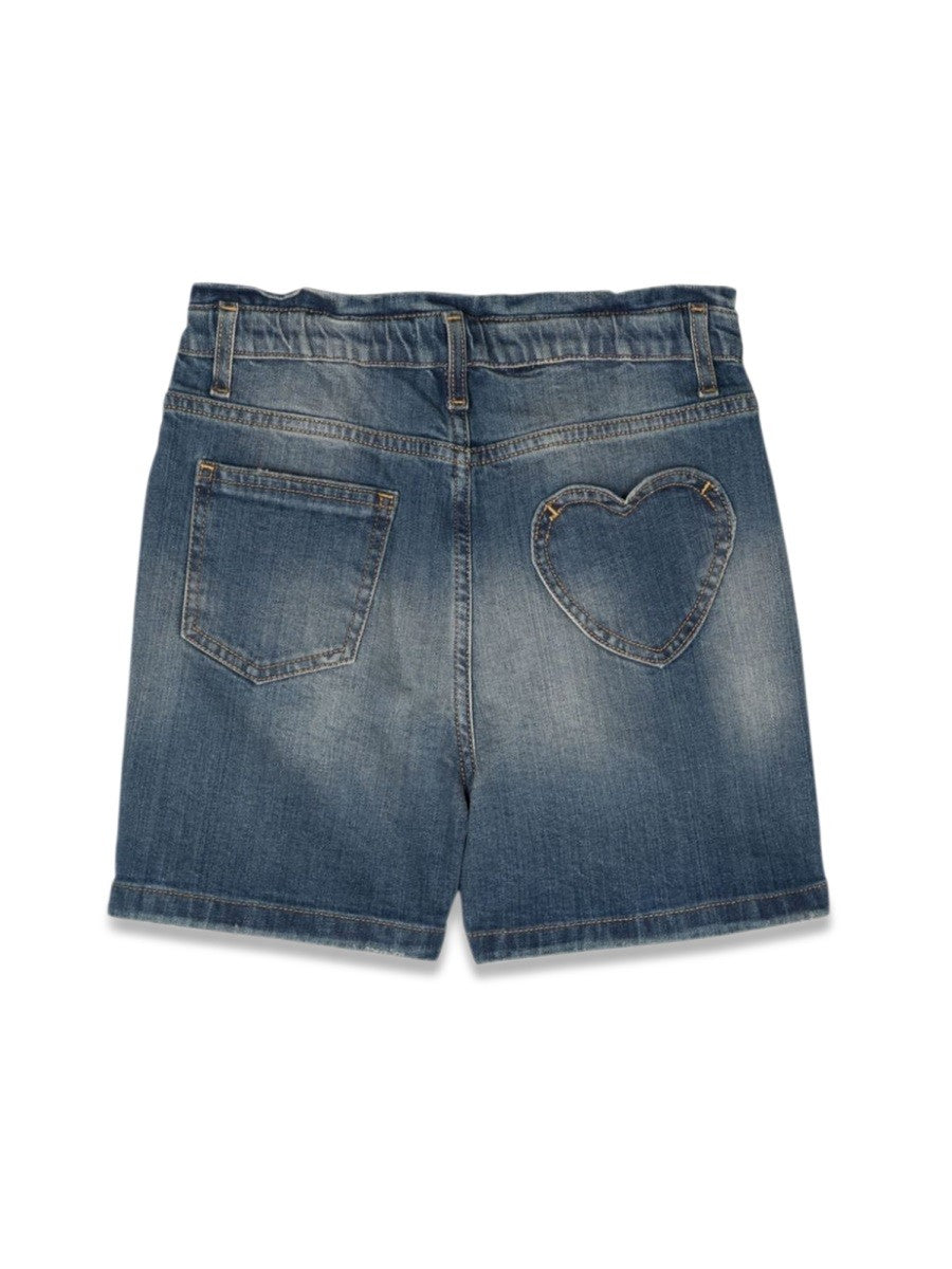 Golden Goose journey/ girl's elasticated waist short/ medium stone washed denim/ heart pocket