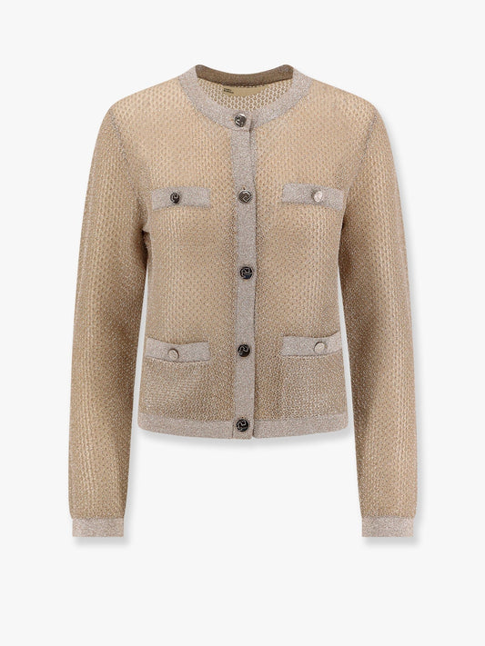 Tory Burch Kendra starlight titanium mesh cardigan