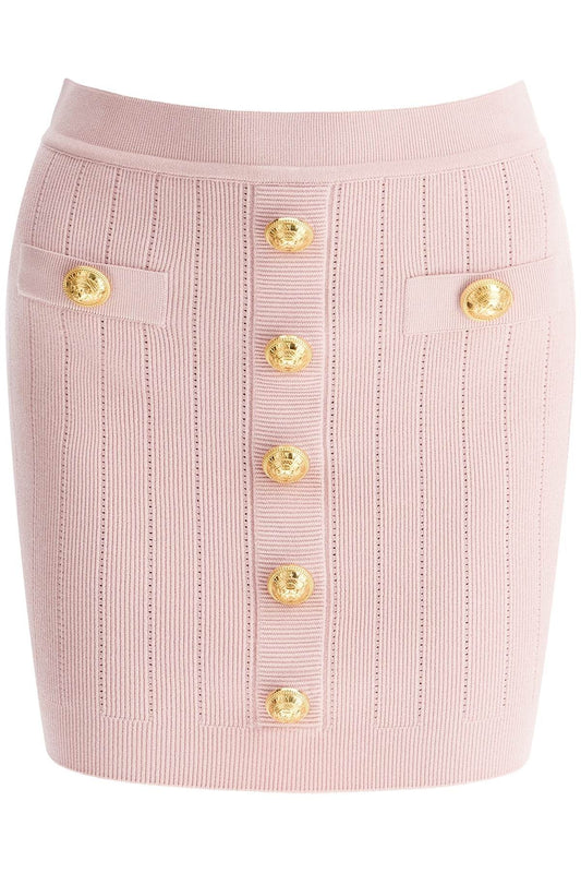 Balmain knitted mini skirt with embossed buttons