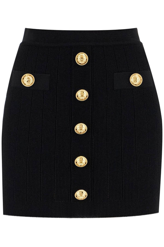 Balmain knitted mini skirt with embossed buttons