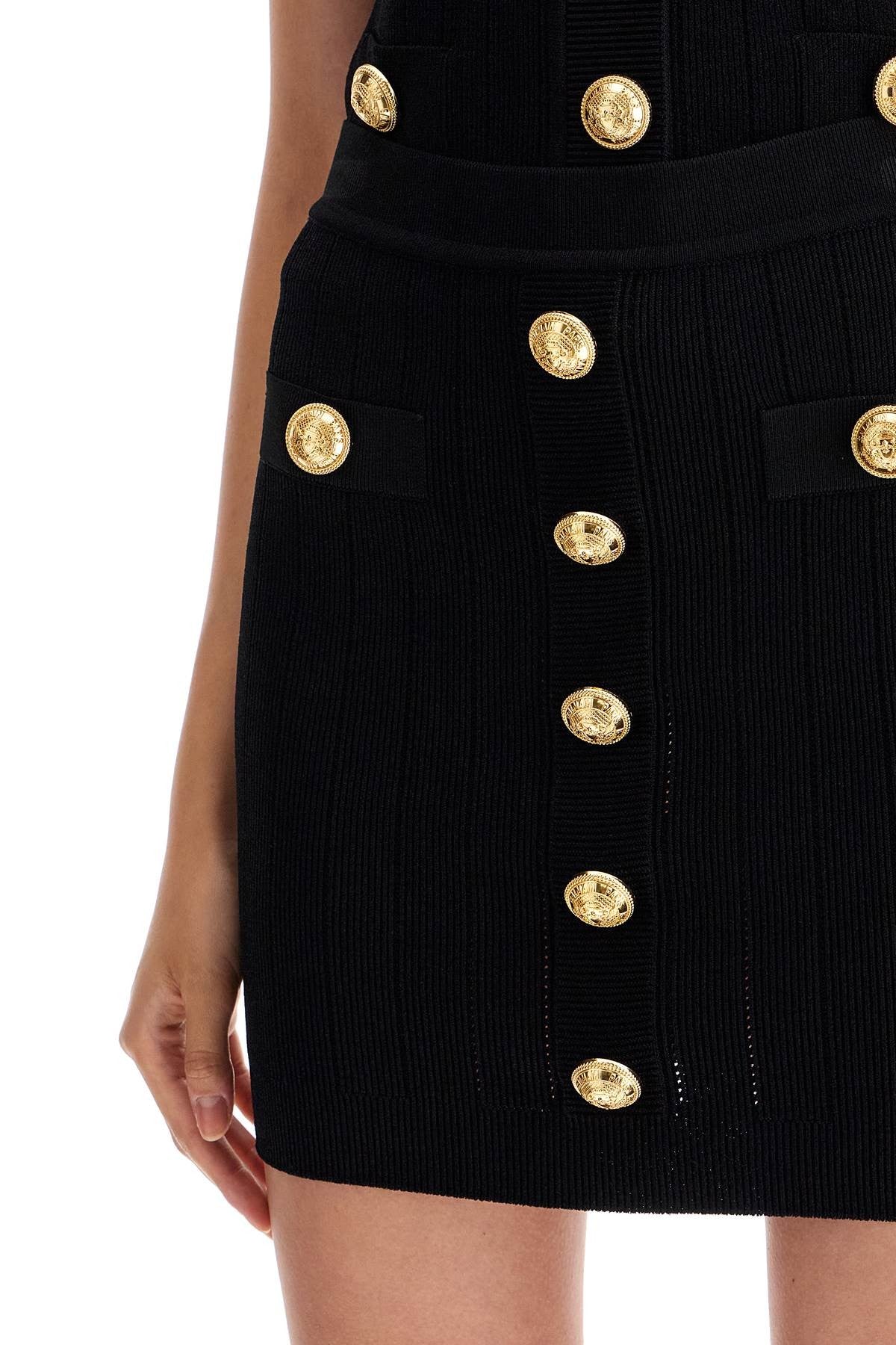 Balmain knitted mini skirt with embossed buttons