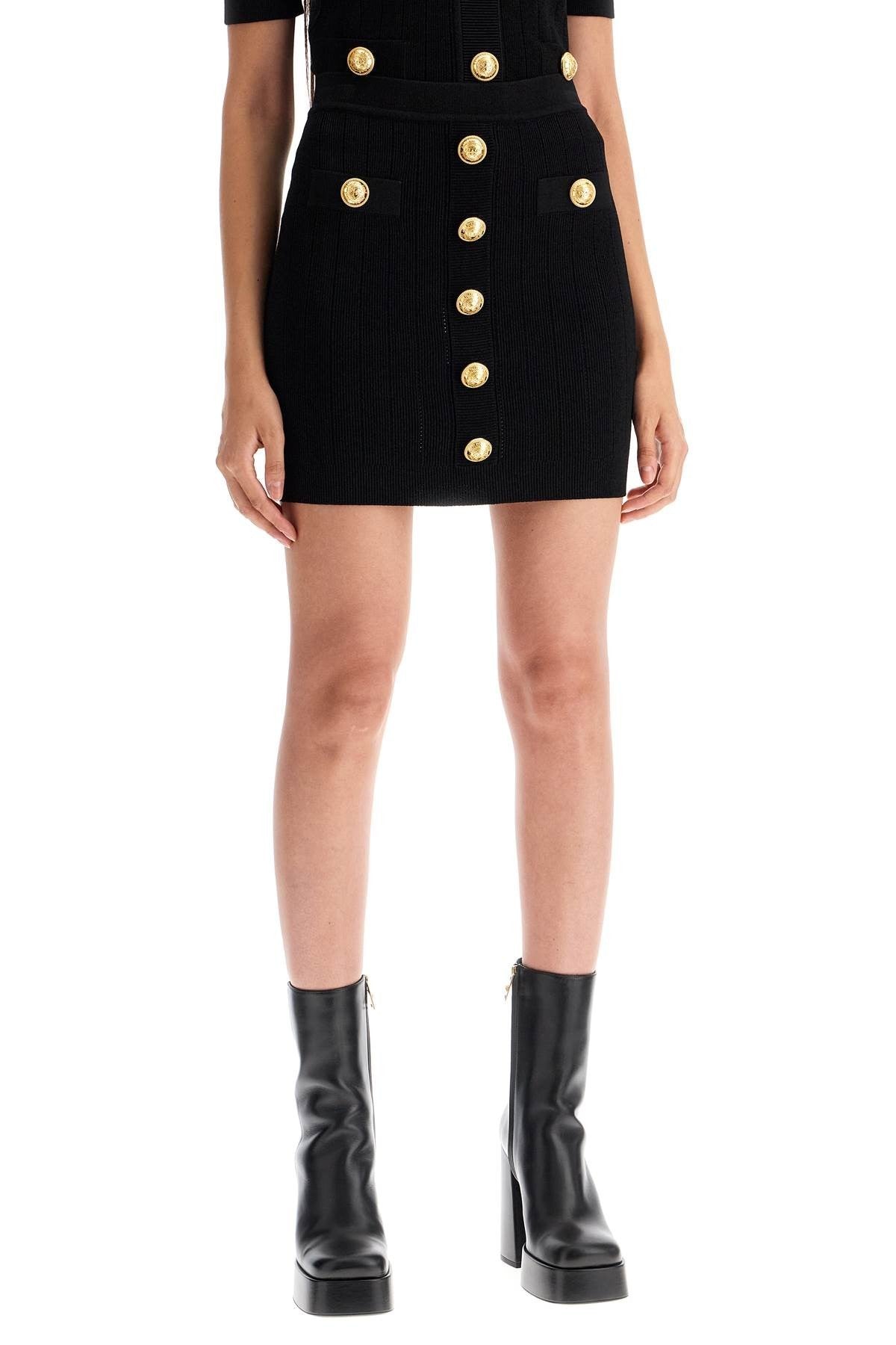 Balmain knitted mini skirt with embossed buttons