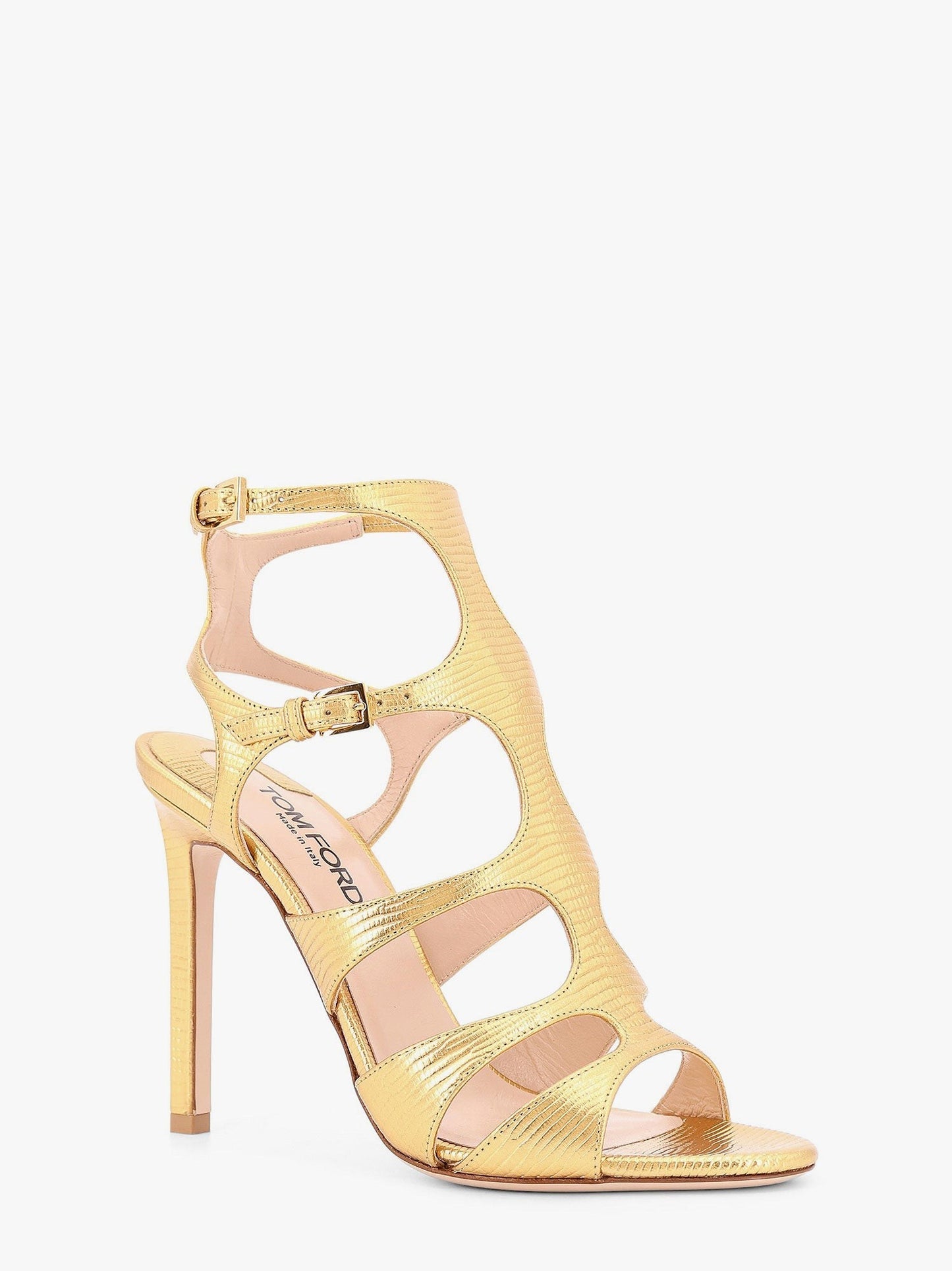 TOM FORD Laminated leather sandals with croco print