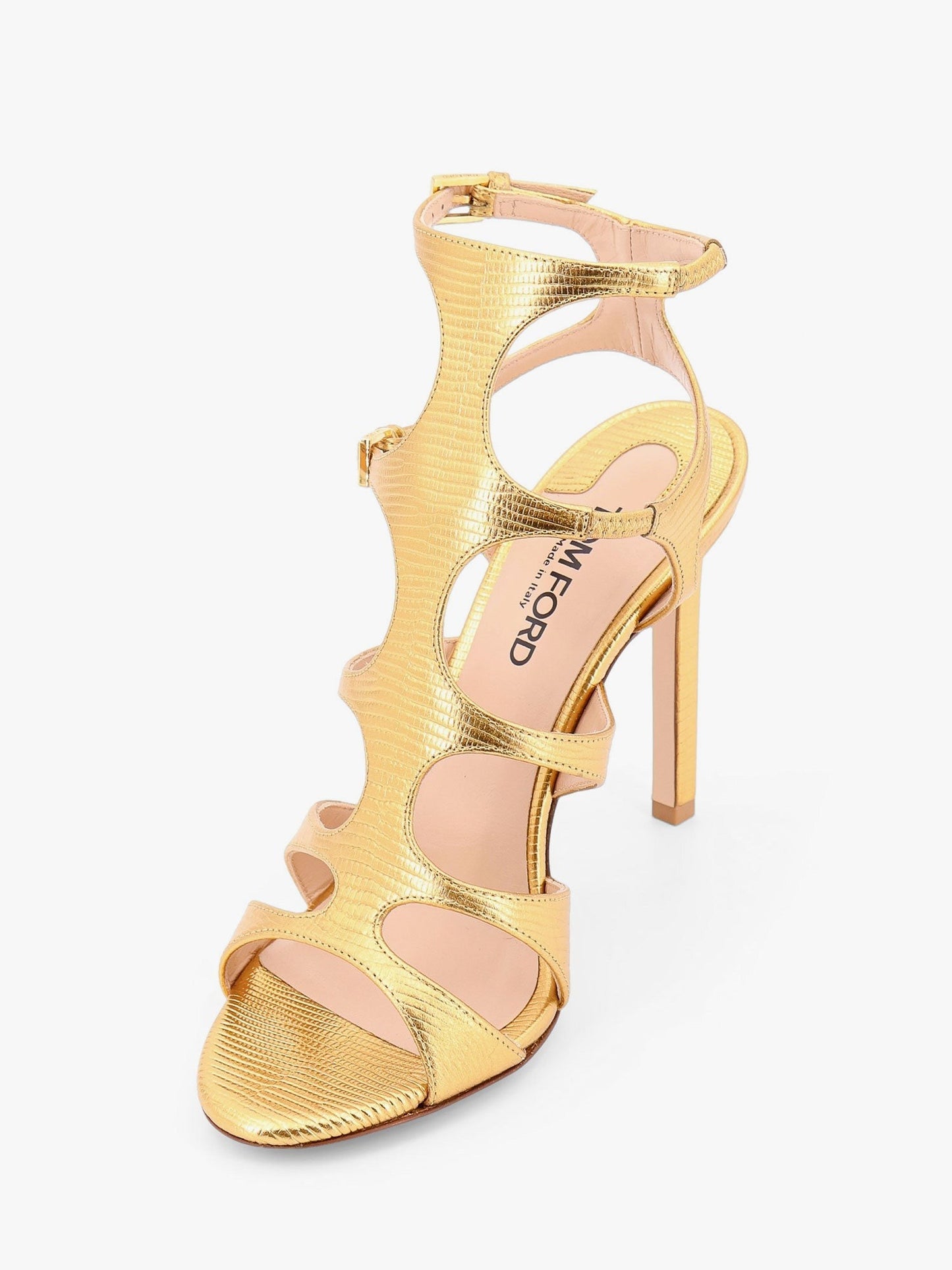 TOM FORD Laminated leather sandals with croco print