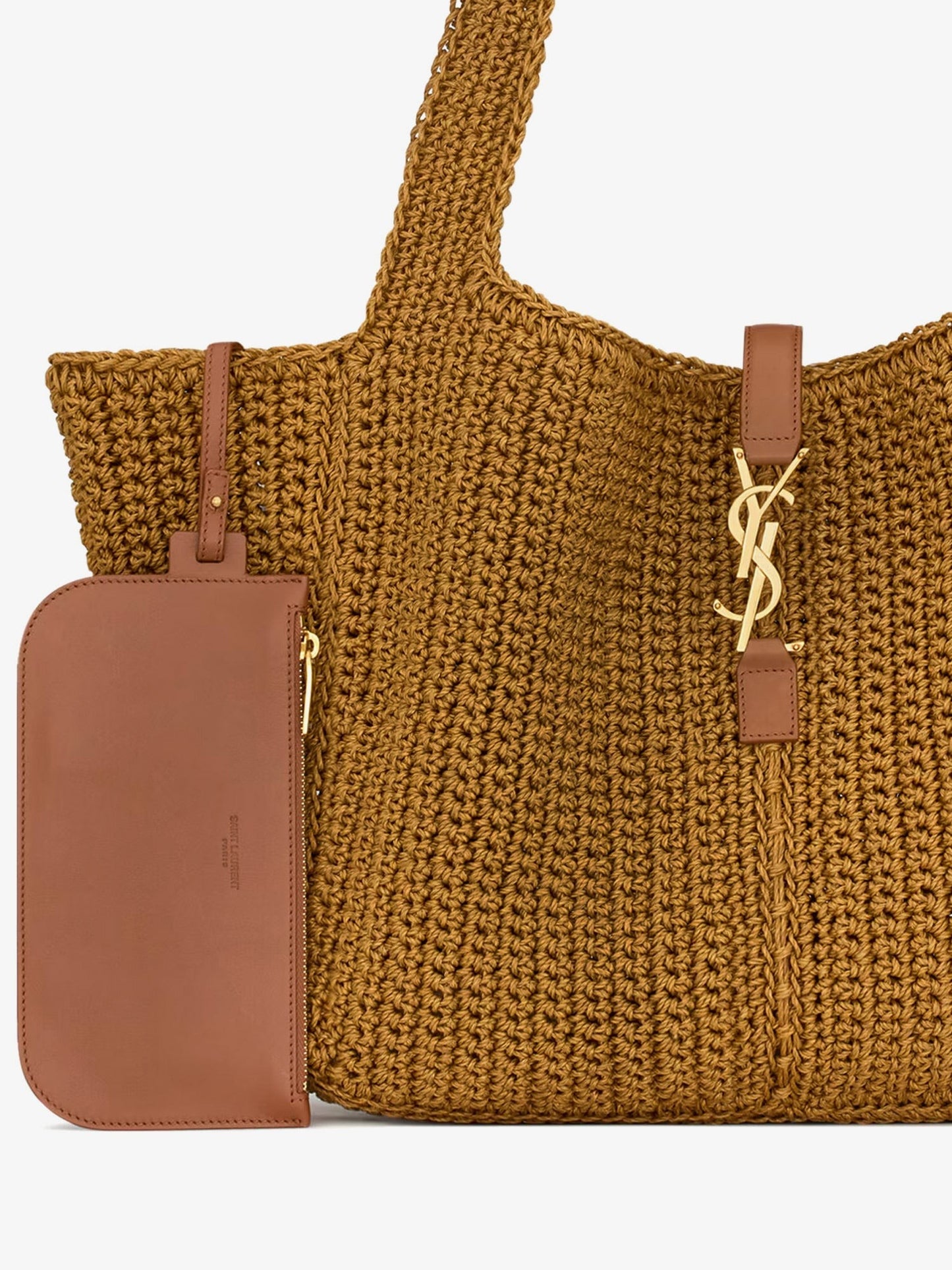 Saint Laurent Le 5 à 7 Bea linen and leather shoulder bag