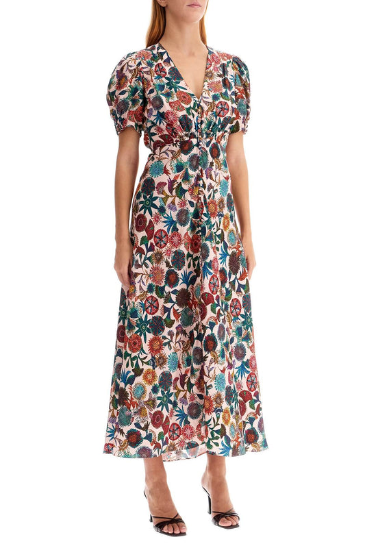 SALONI 'lea' long dress in printed silk