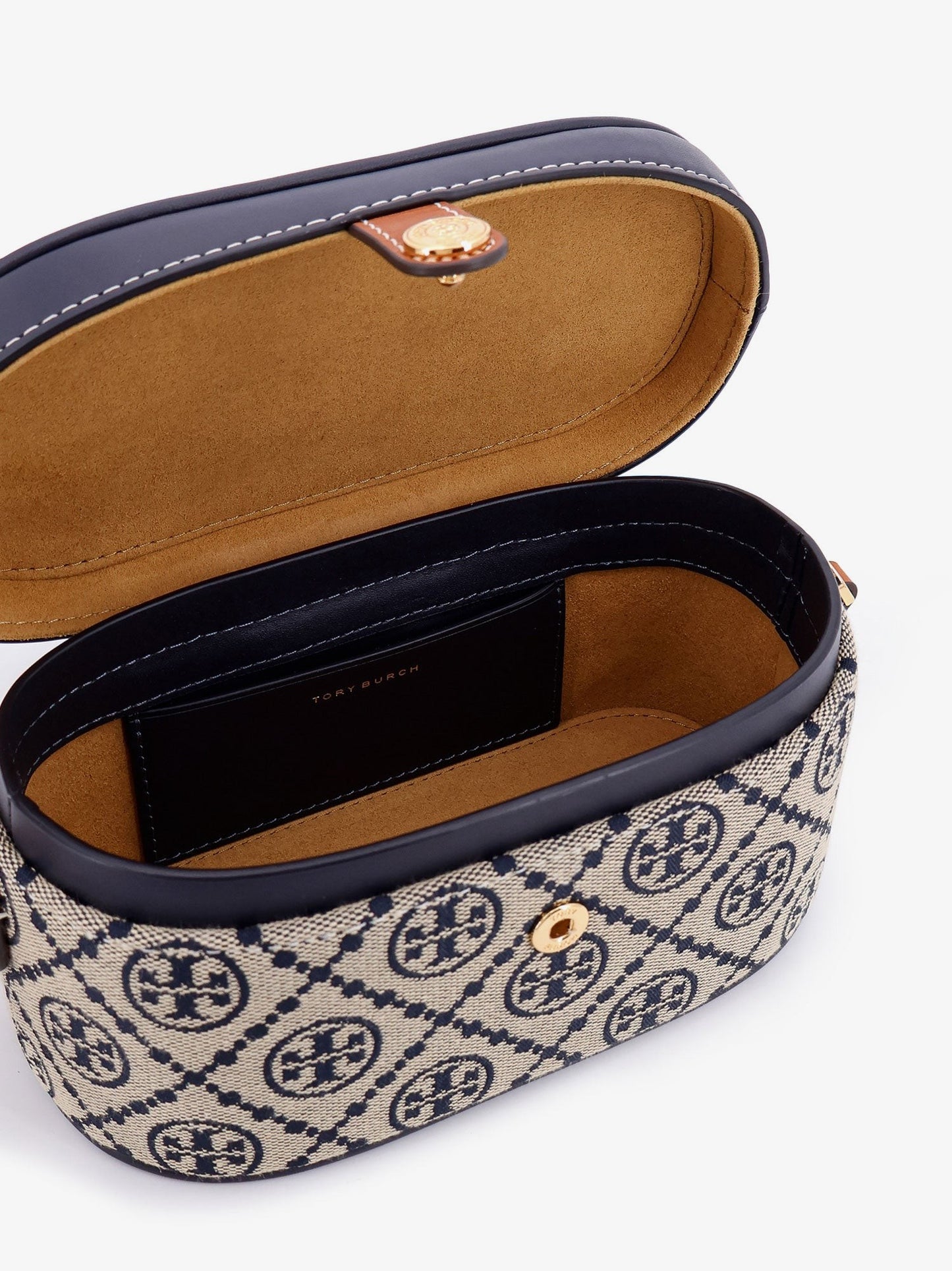 Tory Burch Leather and T monogram fabric beauty case