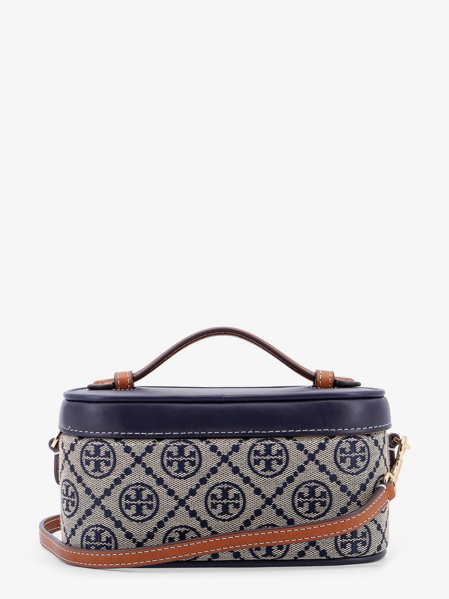 Tory Burch Leather and T monogram fabric beauty case