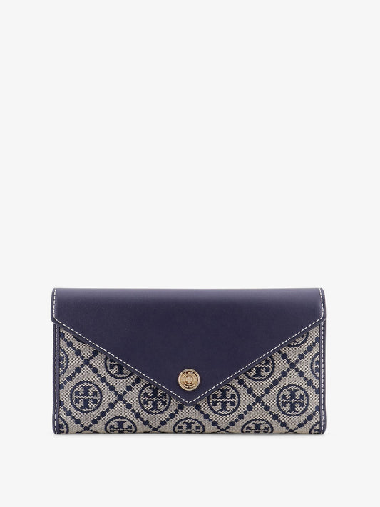Tory Burch Leather and T monogram fabric wallet