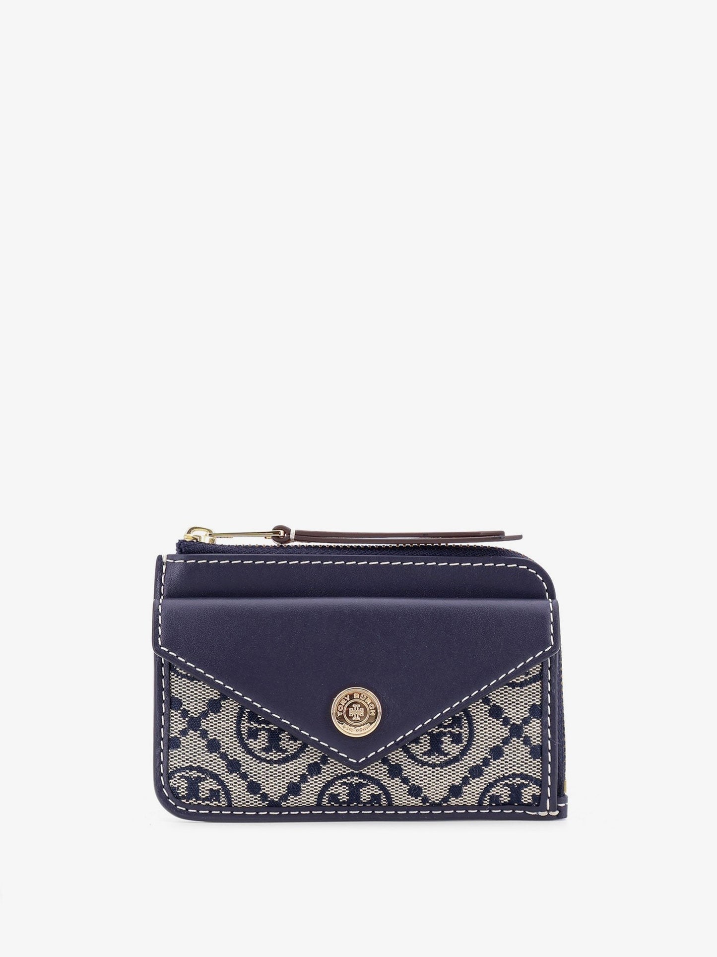 Tory Burch Leather and T monogram fabric wallet