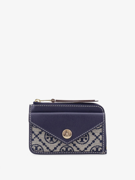 Tory Burch Leather and T monogram fabric wallet