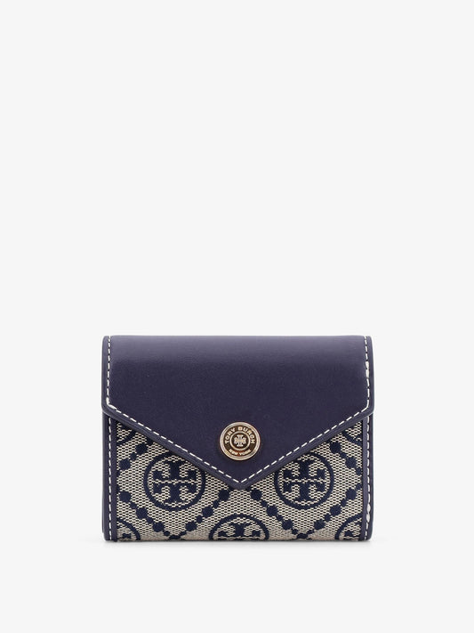 Tory Burch Leather and T monogram fabric wallet