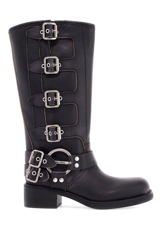 Miu Miu leather biker boots