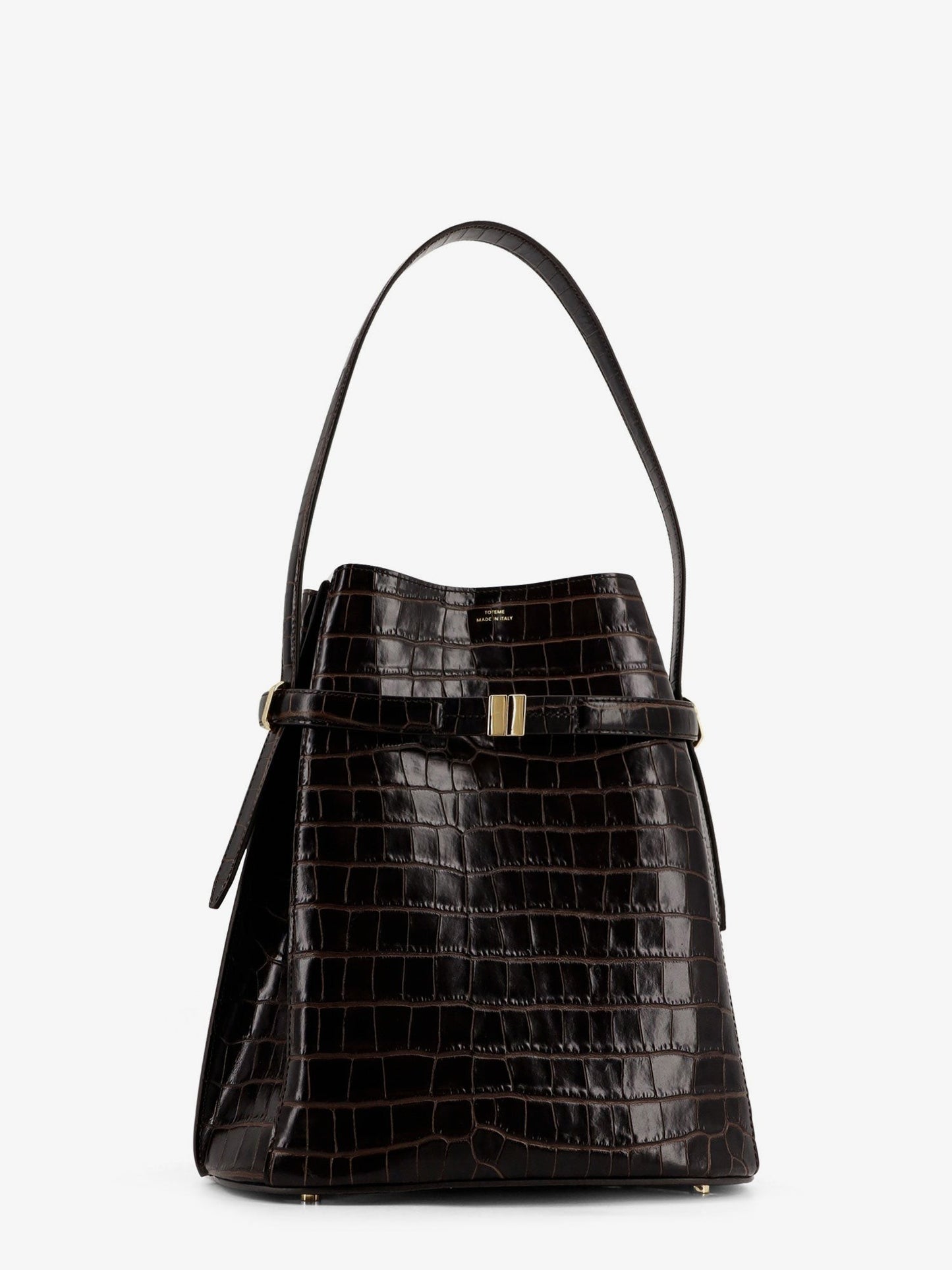 TOTEME Leather bucket bag with croco effect