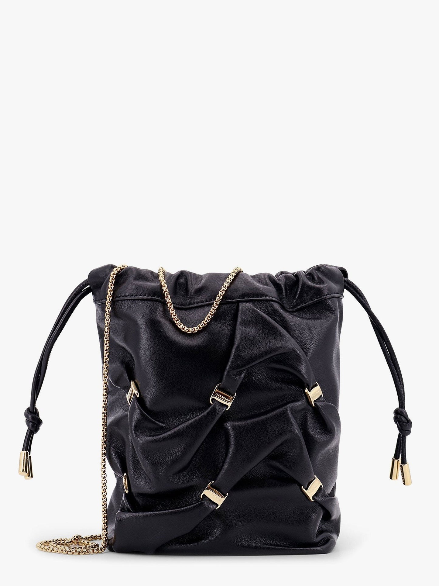Ferragamo Leather bucket bag with metal details