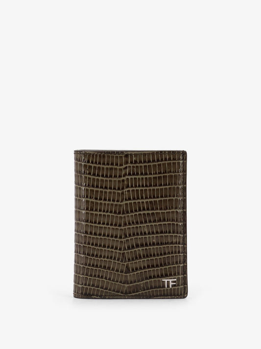 TOM FORD Leather cardholder with croco effect