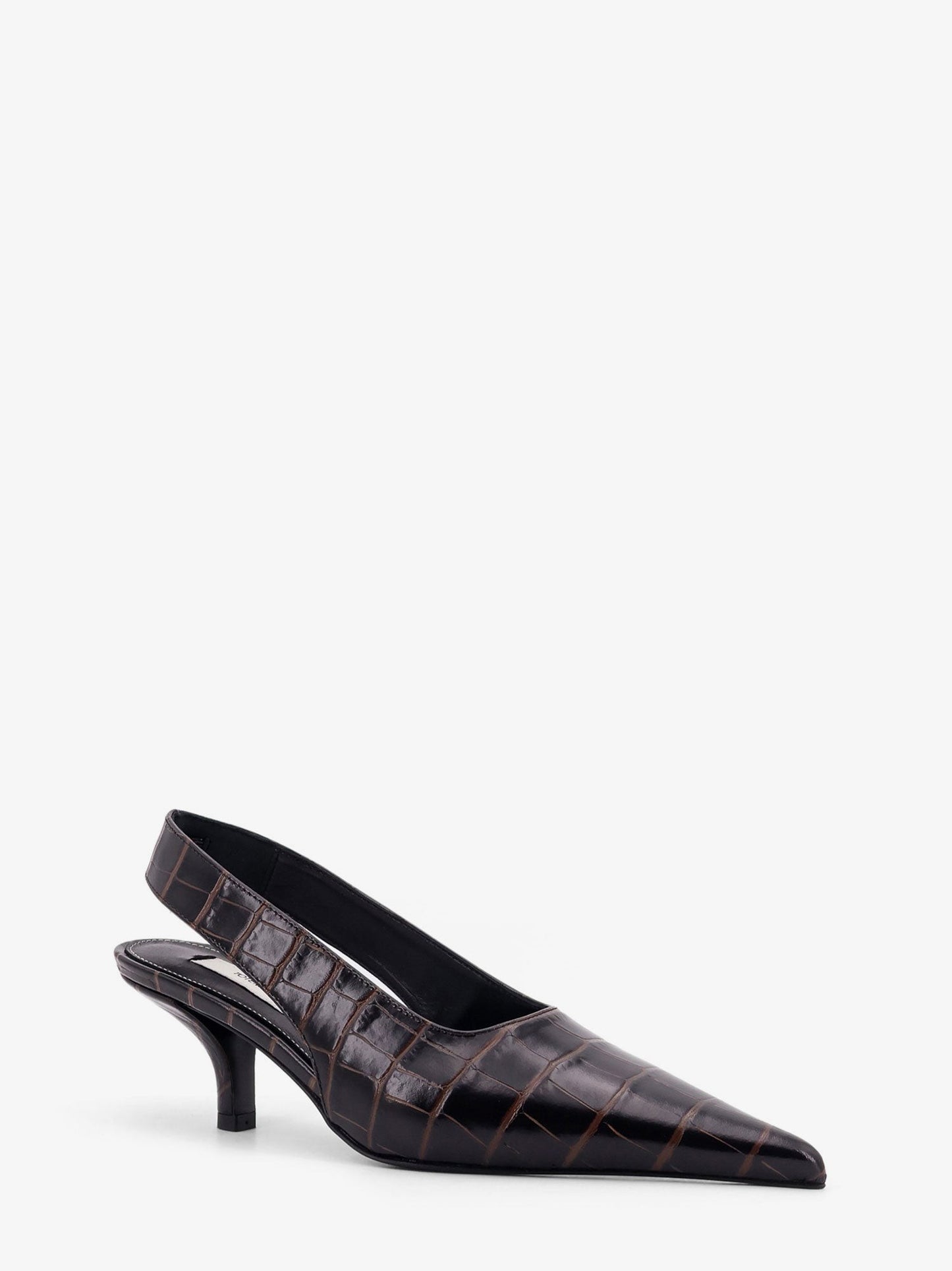 TOTEME Leather decolleté slingback with croco effect