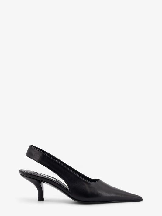 TOTEME Leather decolleté slingback with croco effect