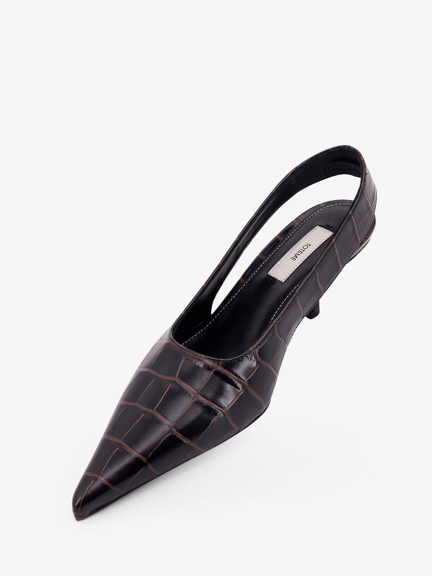 TOTEME Leather decolleté slingback with croco effect