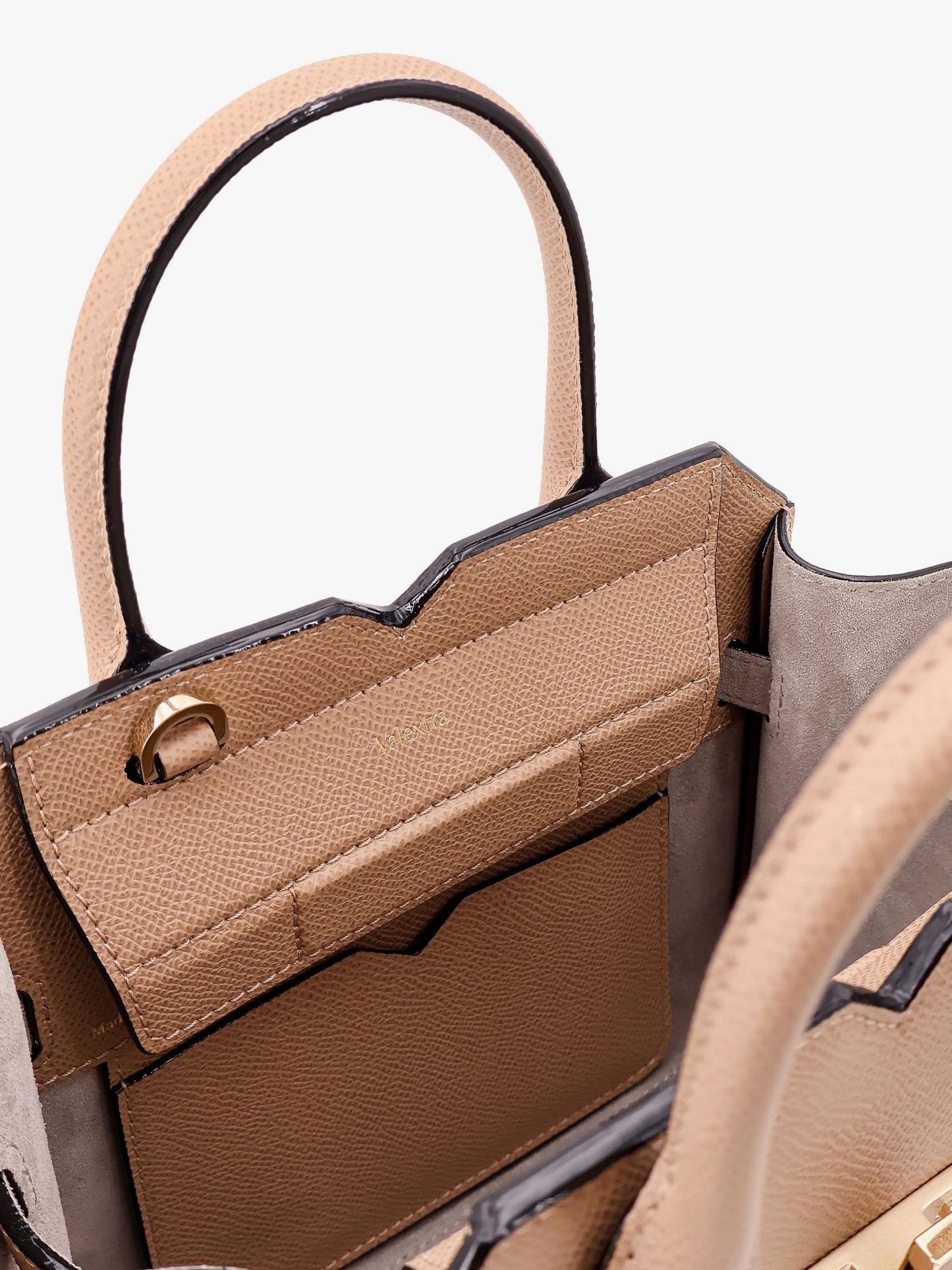 VALEXTRA Leather handbag with frontal walker and strap