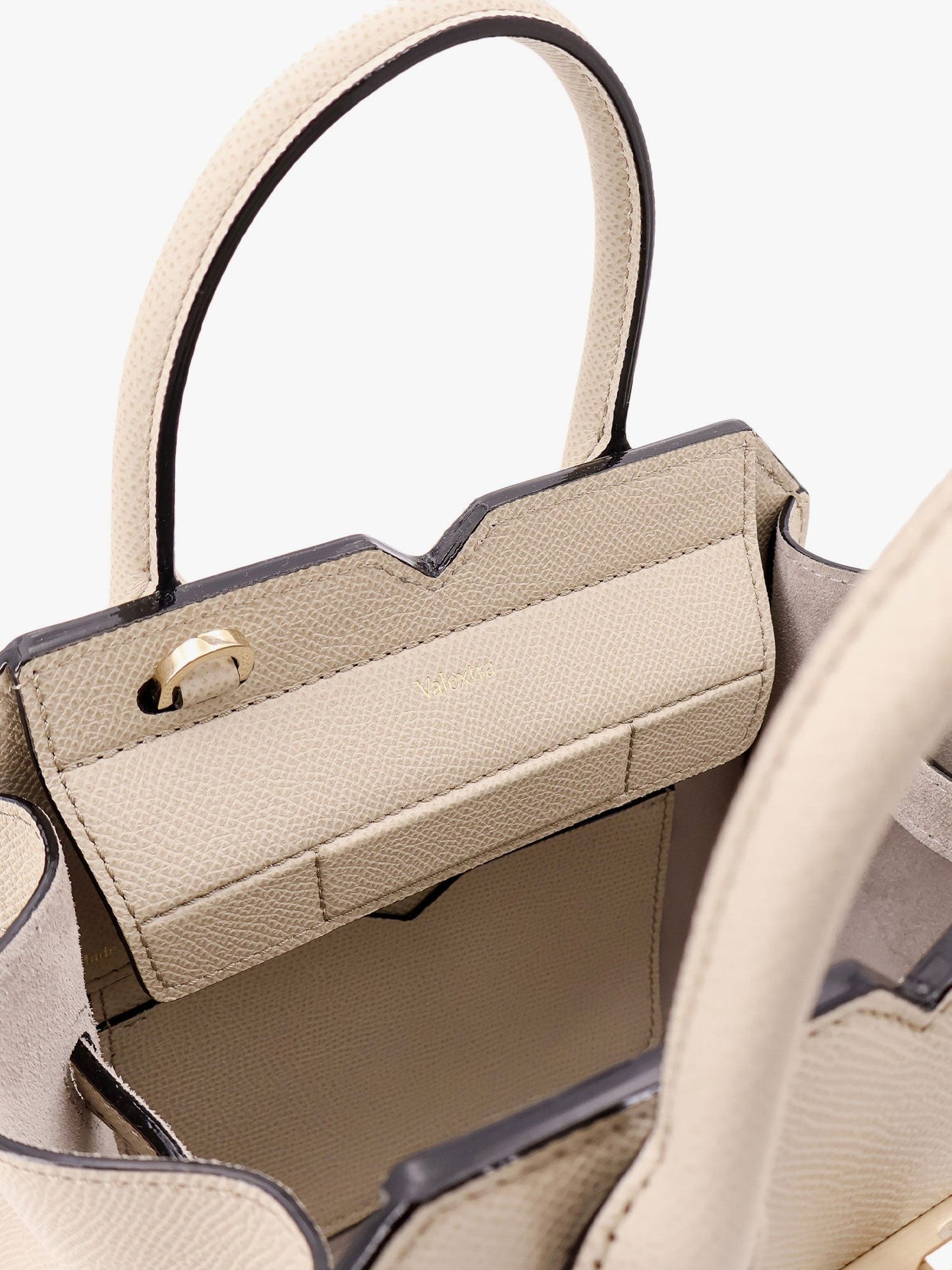 VALEXTRA Leather handbag with frontal walker and strap