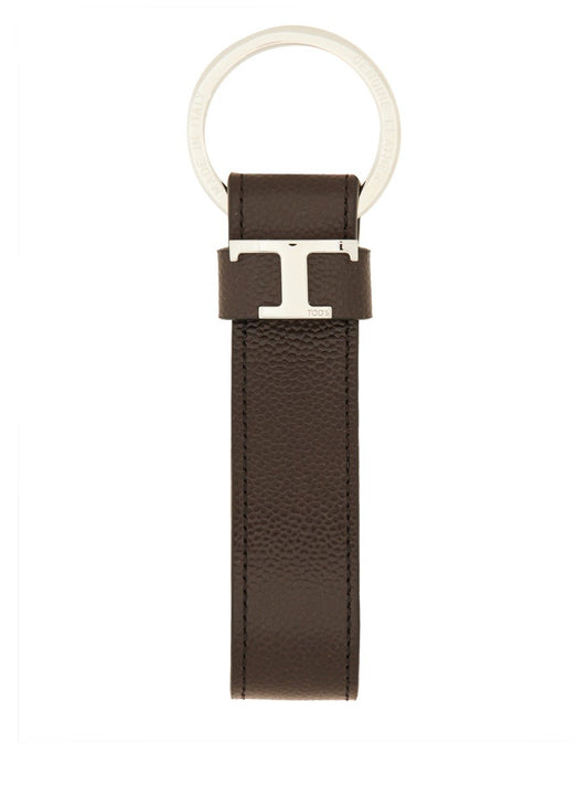 TOD'S "T TIMELESS" LOGO KEYCHAIN