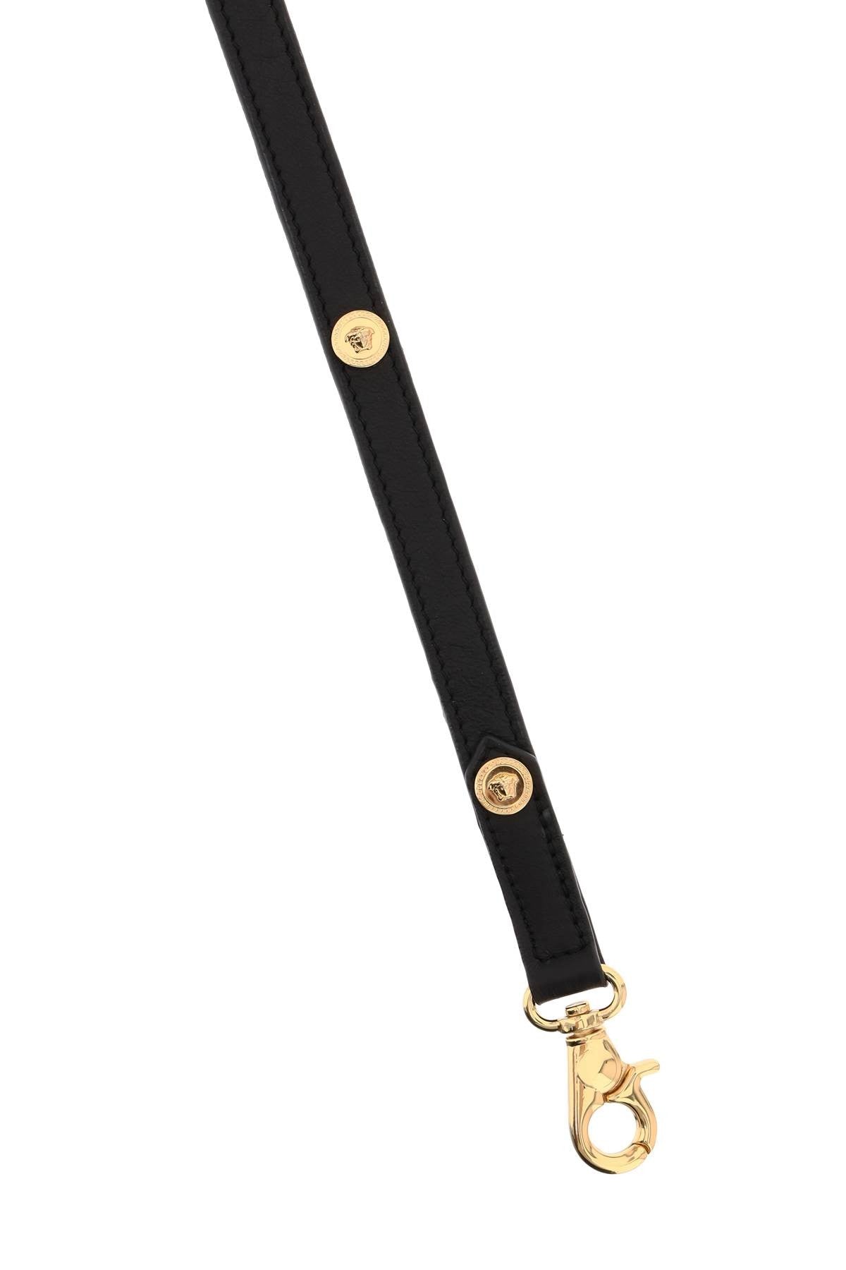 Versace leather leash with medusa studs