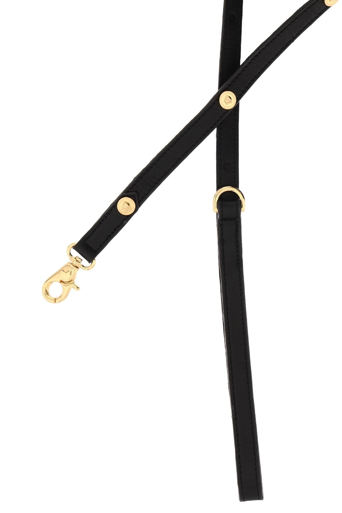 Versace leather leash with medusa studs