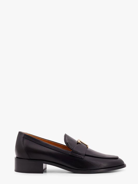 TOD'S Leather loafer with t-timeless metal logo