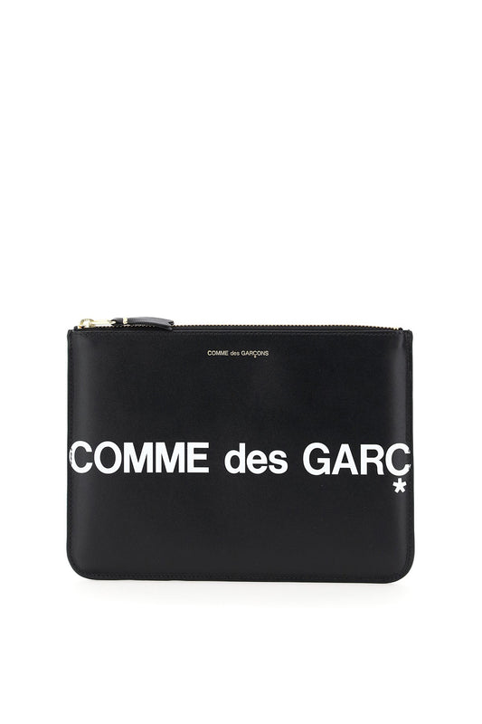 COMME DES GARCONS WALLET leather pouch with logo print