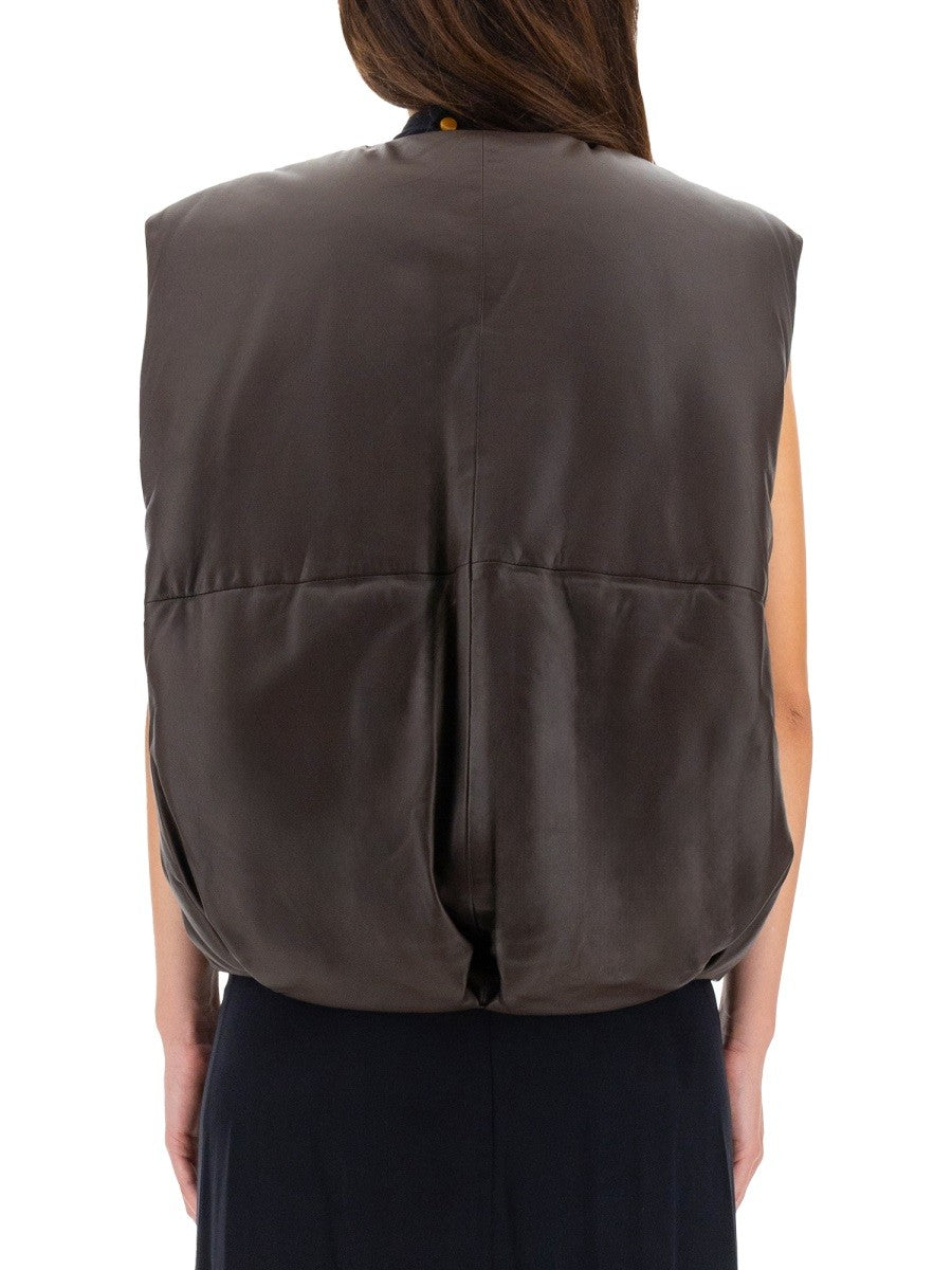 ALYSI LEATHER "PUFFER" VEST