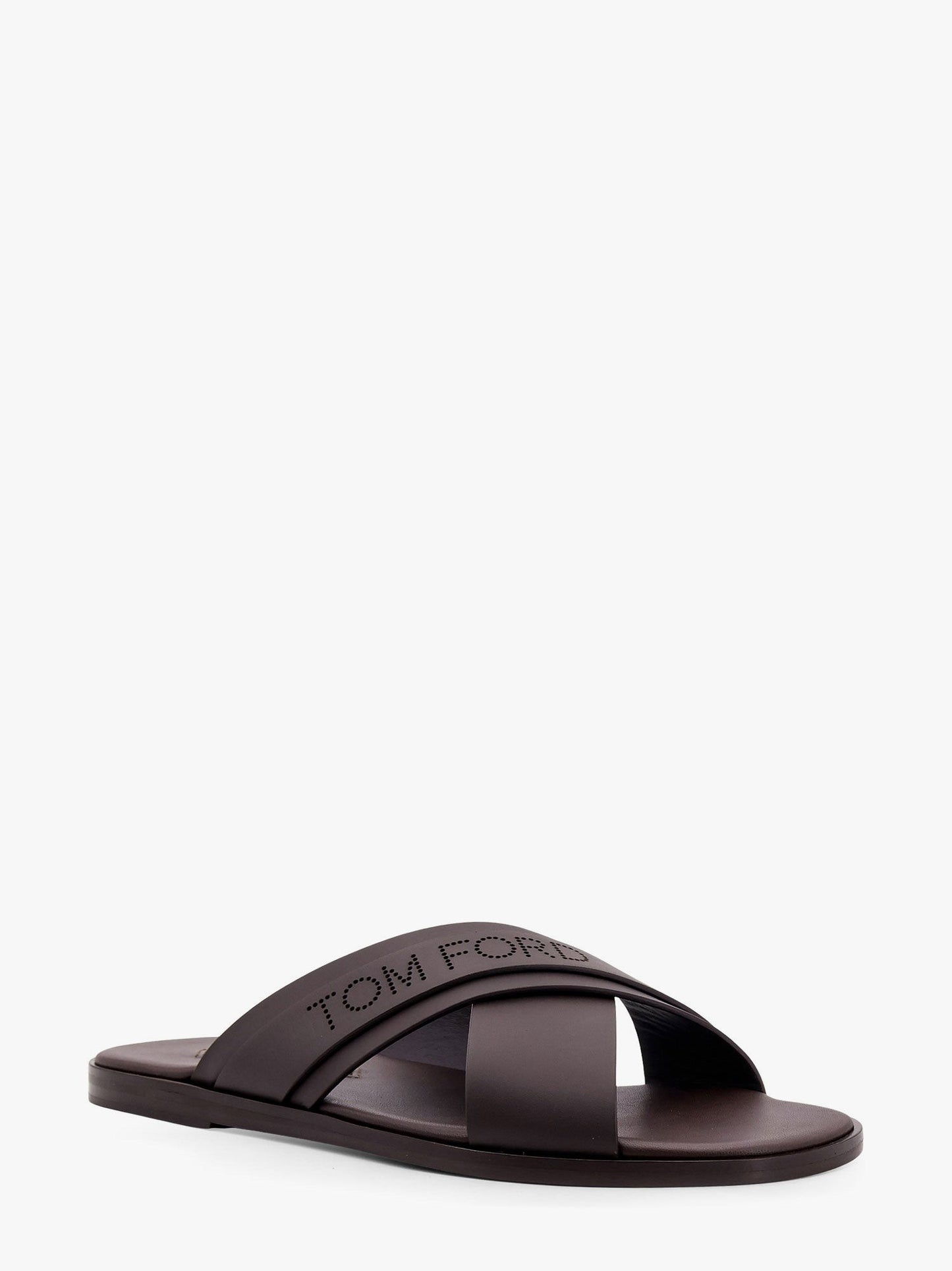 TOM FORD Leather sandals with perforated logo detail