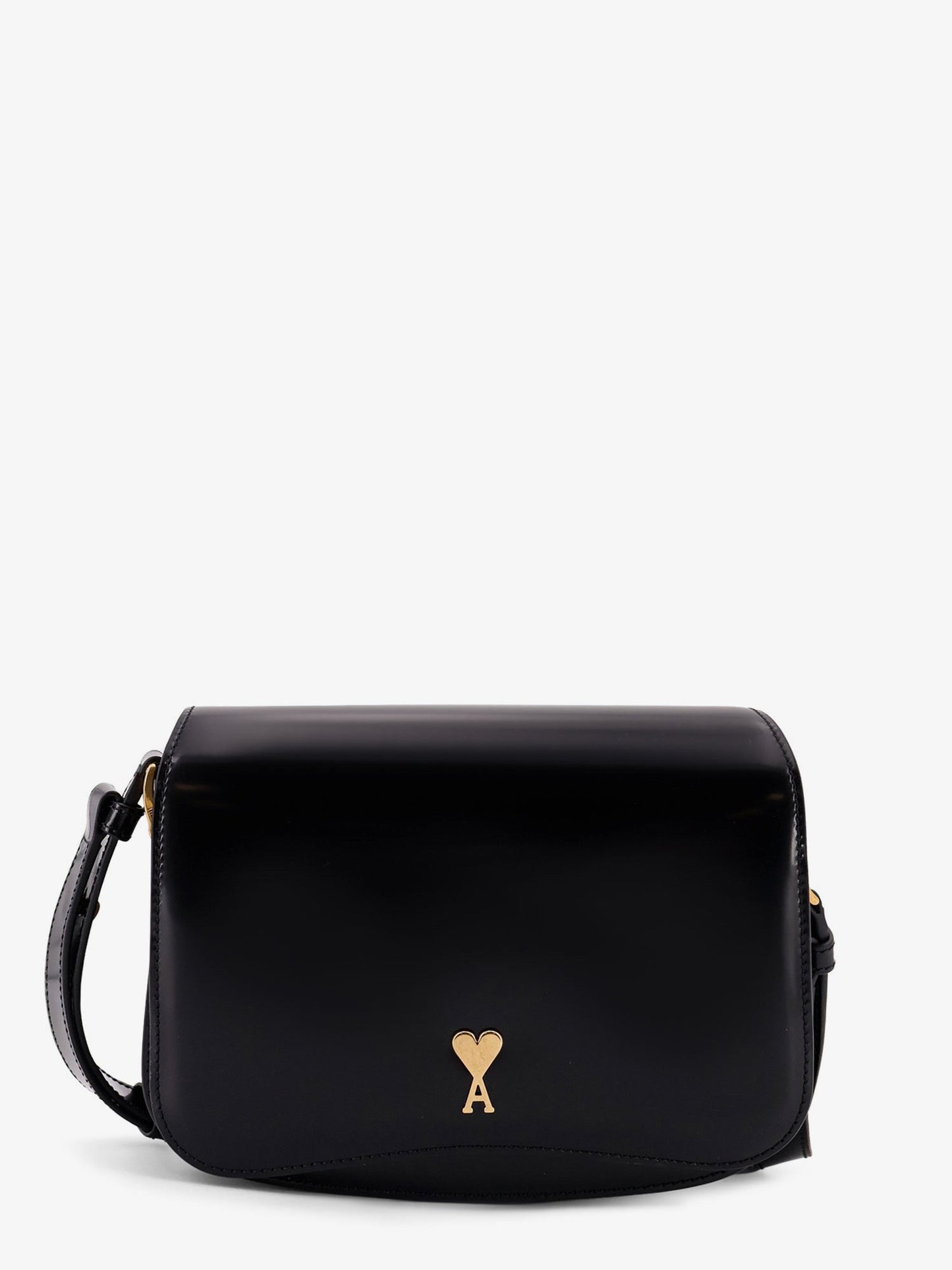 AMI PARIS Leather shoulder bag with logo monogram