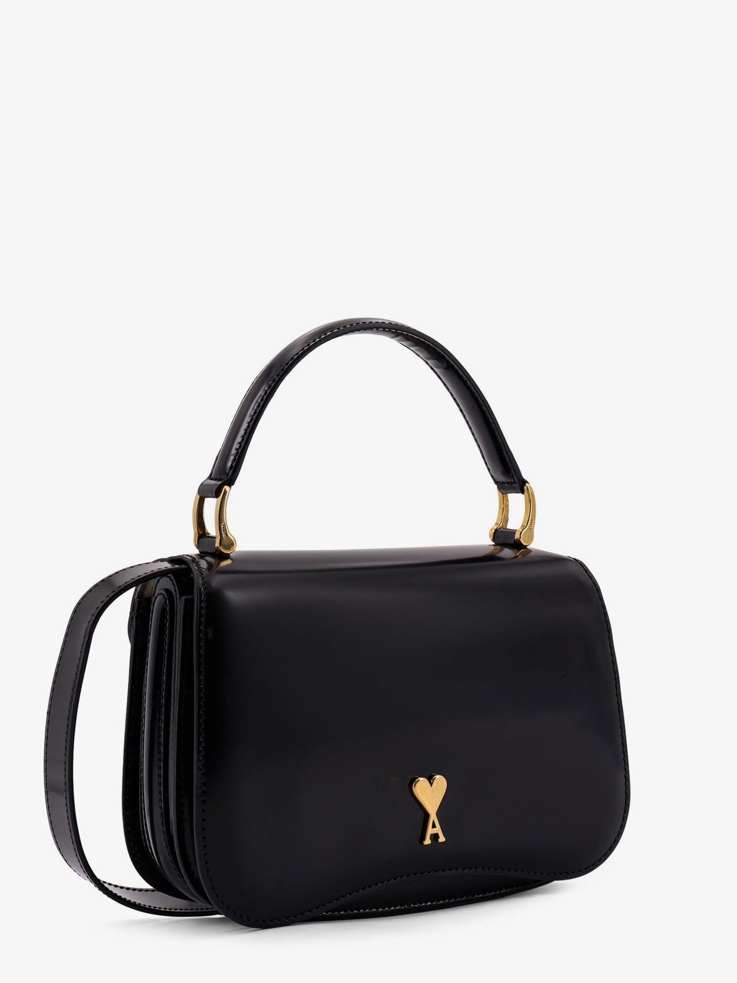 AMI PARIS Leather shoulder bag with monogram logo