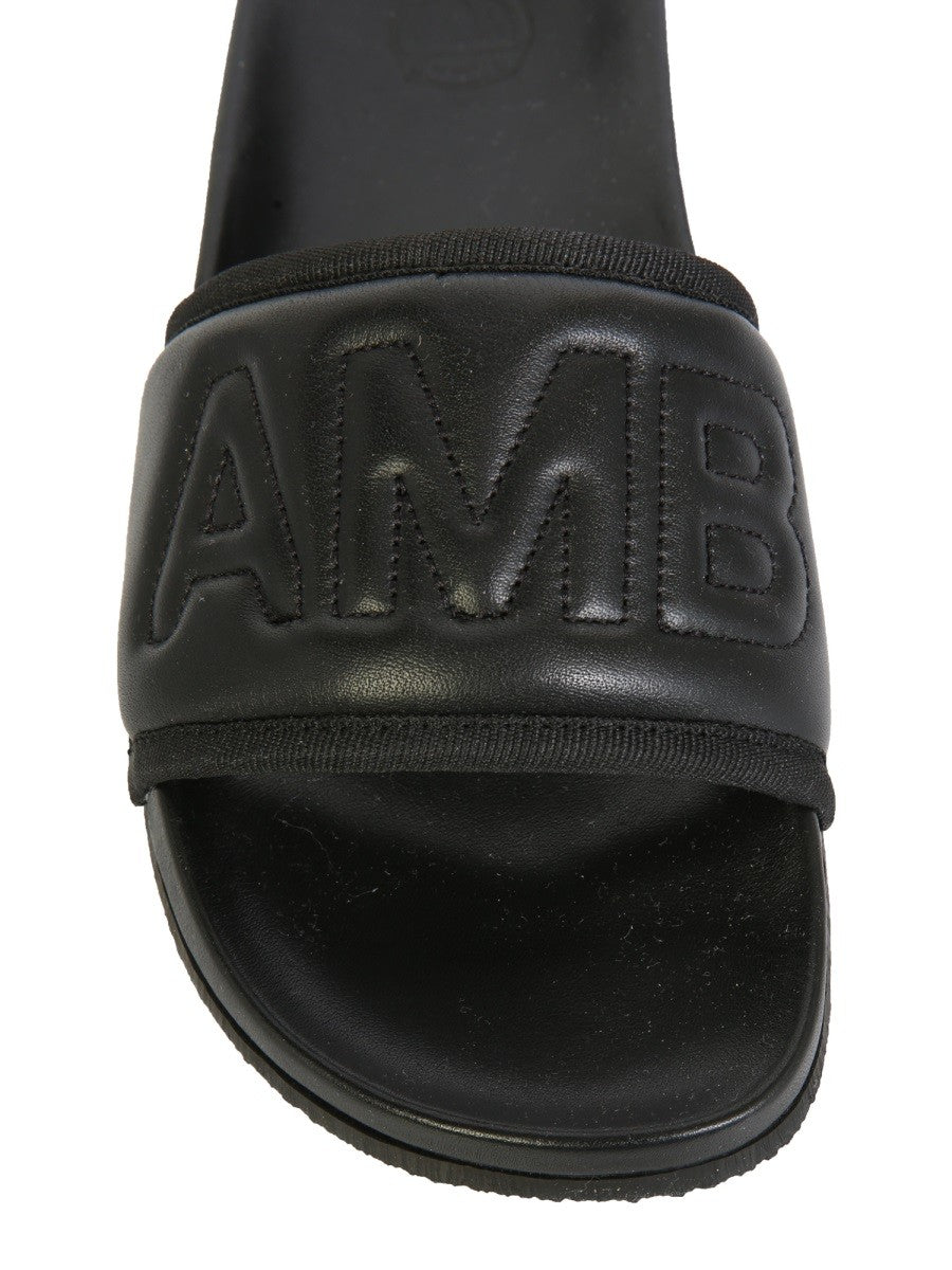 AMBUSH LEATHER SLIDE SANDALS